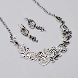 Captiva Blu Designs Silver Swirl Necklace & Earrings Set